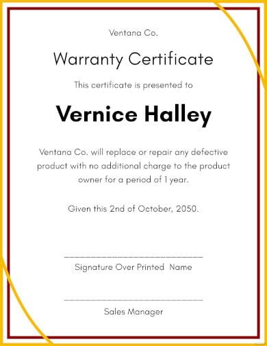 Warranty Certificate Template 24 Word Pdf Documents Download Free And Premium Templates