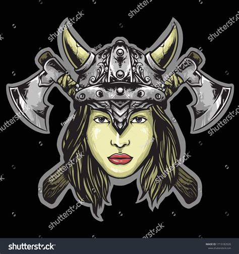 Woman Viking Logo Mascot Design Stock Vector Royalty Free 1713182026