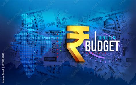 Indian union budget concept with India rupee, 3D rendering. Indian currency background, India ...