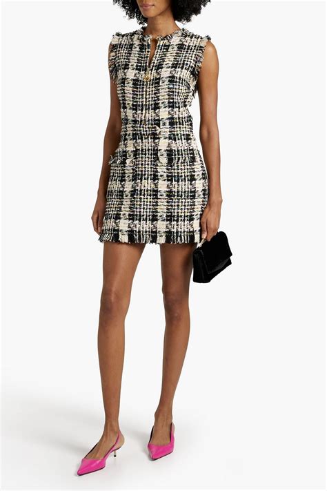 Oscar De La Renta Embellished Metallic Boucl Tweed Mini Dress The Outnet