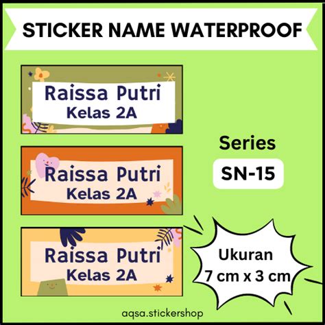 Jual Stiker Nama Sticker Label Nama Anak Waterproof Custom Ukuran