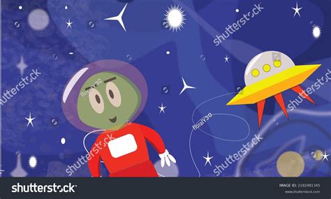 Vector Illustration Alien Spaceship Background Space Stock Vector ...