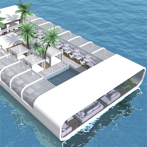 modern floating center club water bar leisure floating platform