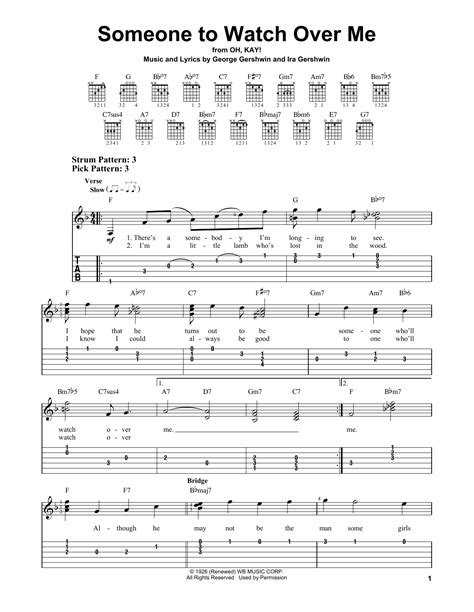 Someone To Watch Over Me by Ira Gershwin - Easy Guitar Tab - Guitar ...