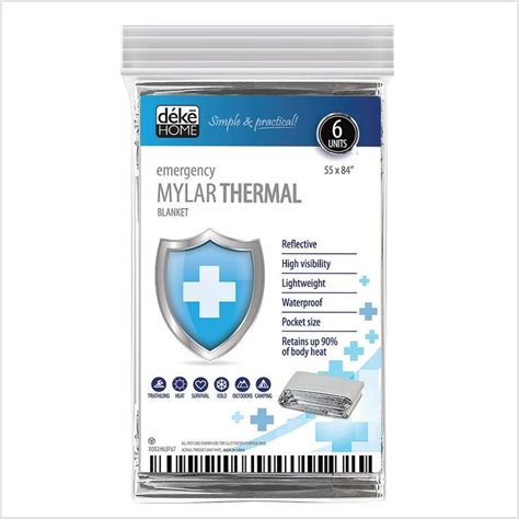 Deke Home 6 Pack Emergency Mylar Thermal Blankets Space Blanket