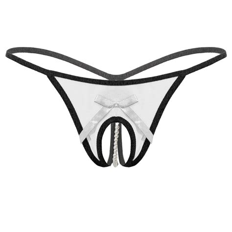 Us Women Sheer Mesh Panties Crotchless Pearl T Back Bikini Thong G