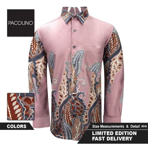 Pacolino Regular Cutting Pink Color Malaysia Men Batik Long Sleeve