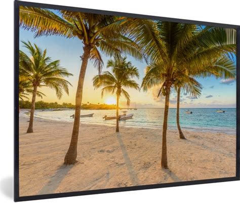 Fotolijst Incl Poster Strand Zee Mexico Zonsondergang 120x80