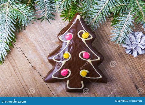 Gingerbread Cookie In The Shape Of Christmas Trees Stock Image Image