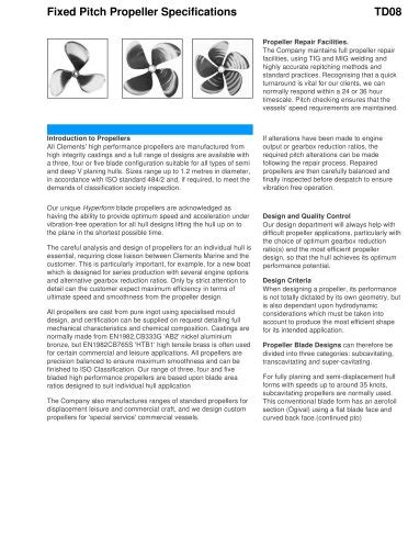 Fixed Pitch Propeller Specifications - Clements Engineering Ltd - PDF Catalogs | Documentation ...