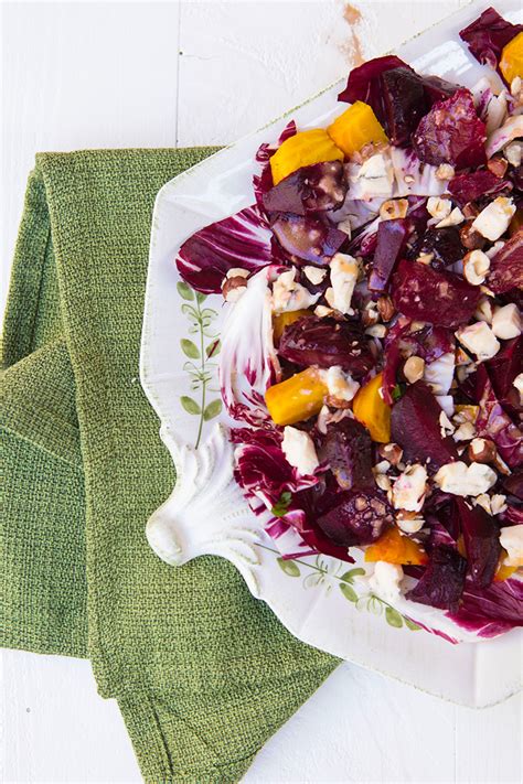 Beet Radicchio Gorgonzola Salad With Blood Orange Vinaigrette