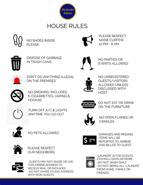 Printable Airbnb House Rules Template Printable Word Searches