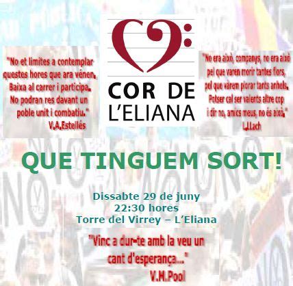 Que Tinguem Sort El Cor De L Eliana Dissabte 29 De Juny A La Torre