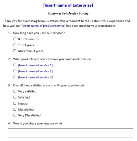 13 Free Sample Customer Satisfaction Survey Printable Samples