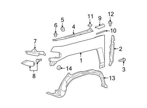 Toyota Fj Cruiser Fender Filler Panel Panel Sub Assembly Side Reinforcement Upper