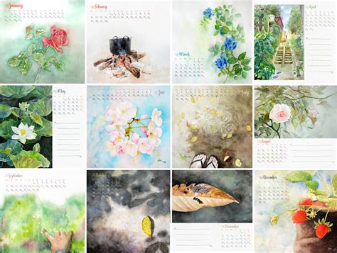 2019 Watercolor Calendar On Behance