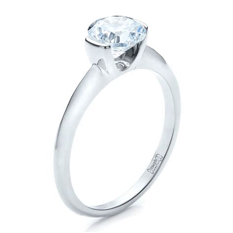 Half Bezel Diamond Solitaire Engagement Ring 1480 Seattle Bellevue