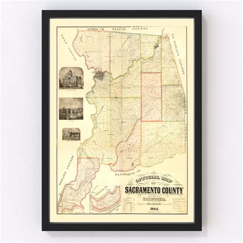 Vintage Map Of Sacramento County California 1885 By Teds Vintage Art