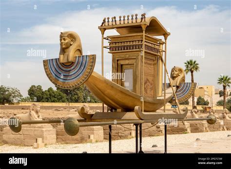 The Boat In Sphinx Avenue Luxor Egypt Stock Photo Alamy