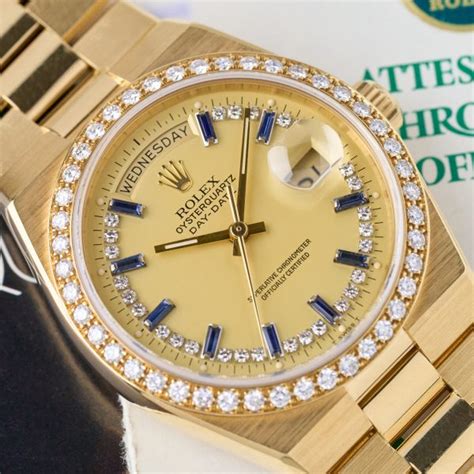 Rolex Day Date Oysterquartz Factory Champagne Dial Diamond And