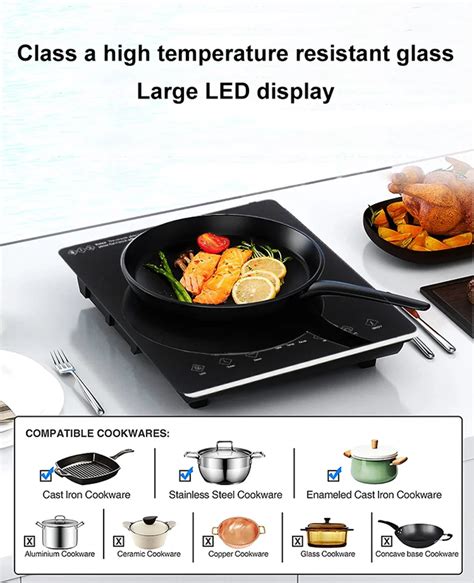 Portable Induction Cooktop Electric Hot Plate Programmable Single Burner With Touchscreen Lcd