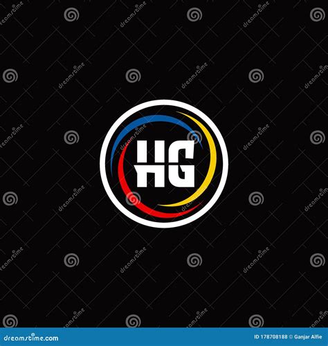 Logotipo Do Monograma Hg Isolado Em Forma Circular Cores De Barra