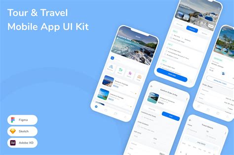 旅游和旅行移动应用App UI Kit SKETCH FIG XD 云瑞设计