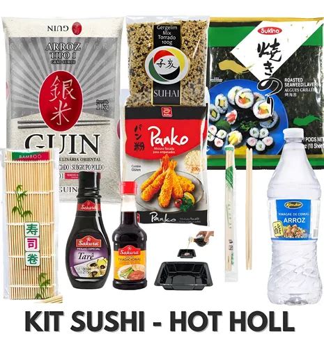 Kit Sushi Completo Itens Hot Roll Nori Panko Tarê Shoyu Frete grátis