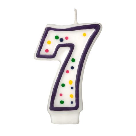 Colorful Birthday Candle - Number 7 - Polka Dot Number Cake Toppers