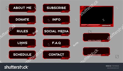 Twitch Set Modern Red Gaming Panels Stock Illustration 1793700928 ...