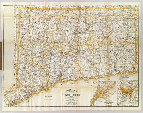 Mendenhall S Guide And Road Map Of Connecticut Showing Main Touring Routes Good Roads Common