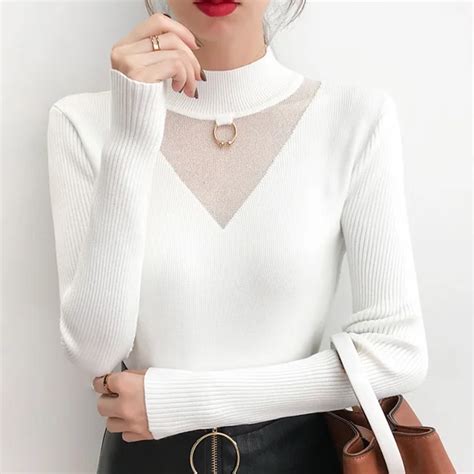 Oumengka Spring Hollow V Neck Sex Pullover And Sweater Women Knitted