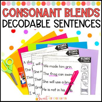 Consonant Blends Decodable Sentences Cut And Paste Phonics Worksheets