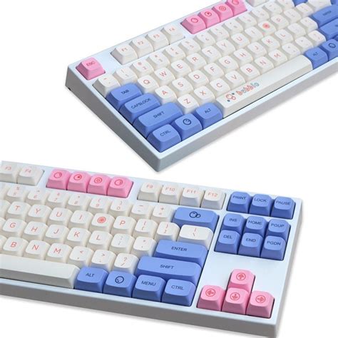 Cute Bubbles Keycaps Set Kawaii Pink Blue Pastel Keysium