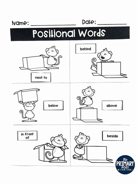 Positional Words For Preschool Math Worksheet