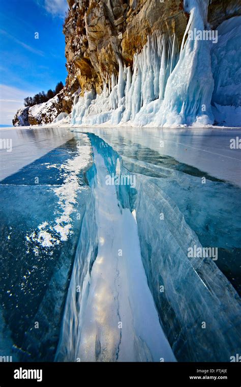 Winter Frozen Ice Lake Baikal Global Warming Concept Stock Photo Alamy