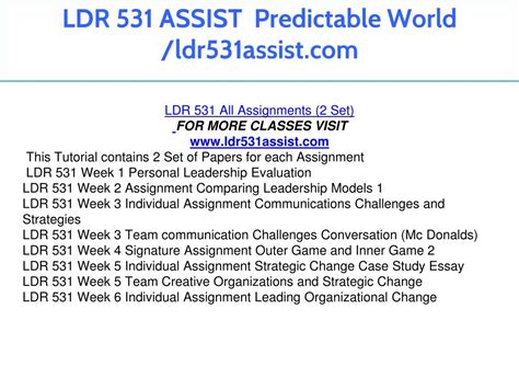 Ppt Ldr Assist Predictable World Ldr Assist Powerpoint