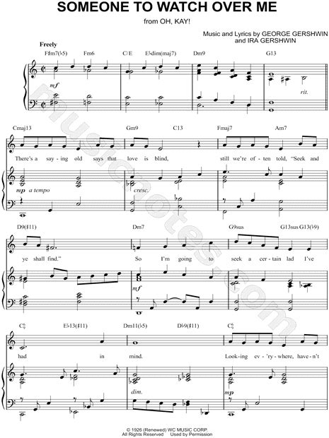 George Gershwin Someone To Watch Over Me Sheet Music In C Major