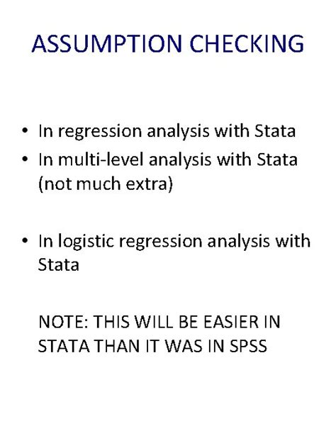 Assumption Checking In Regression Analysis With Stata In