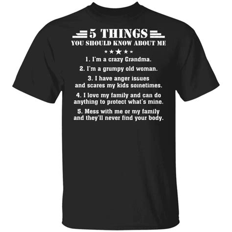 5 Things You Should Know About Me Grandma T Shirt All Day Tee