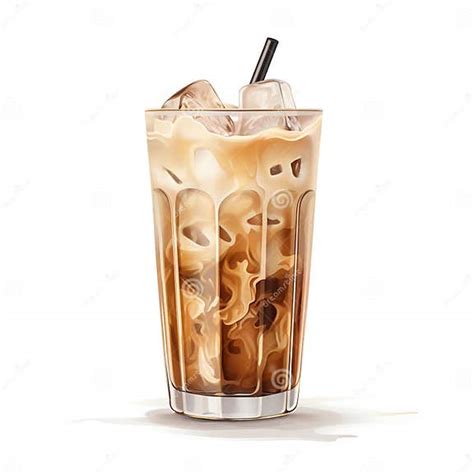 Iced Coffee with Cream Swirls in Glass. Generative Ai Stock ...