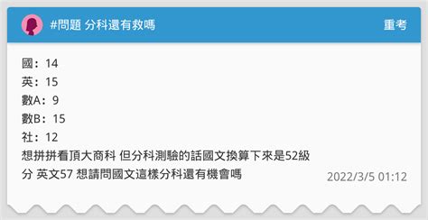 問題 分科還有救嗎 重考板 Dcard