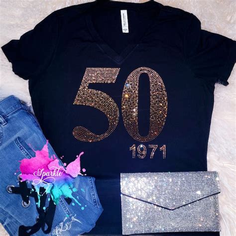 Happy 50th Birthday Bling Tshirt Etsy