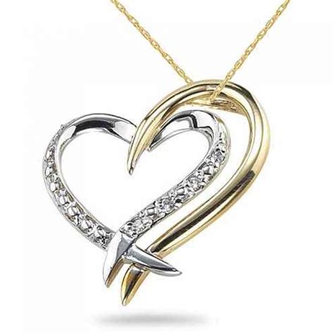 Necklaces Two Hearts Connect Diamond Necklace In 14k White