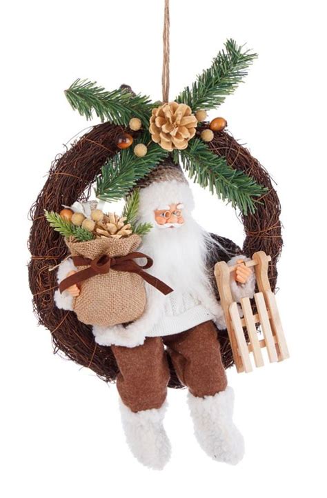 Corona Babbo Natale Rattan Vimini Ghirlanda Natalizia Porta Decorazioni