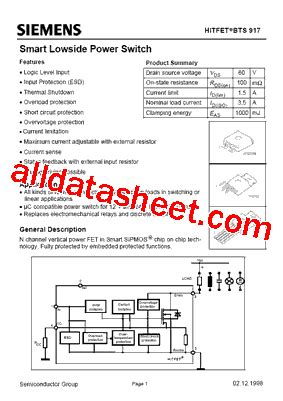 Bts Datasheet Pdf Infineon Technologies Ag