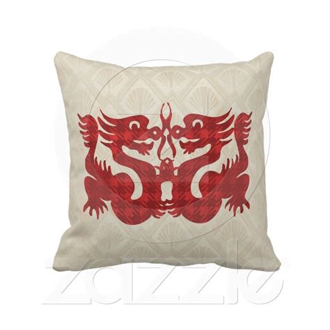 Chinese Red Dragons Pillow Cushions Pillows Throw Pillows