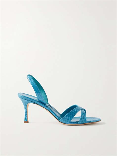 Manolo Blahnik Callasli Elaphe Slingback Sandals Net A Porter