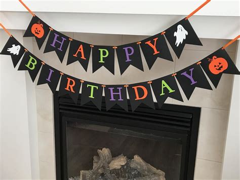 Spooky Birthday Banner Halloween Birthday Banner Happy - Etsy