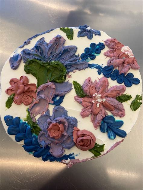 Pallet Knife Painted Flower Cake In 2021 Floral Cake Cake Flower Cake